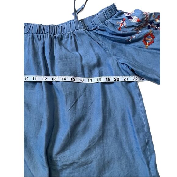 XL Chambray top, embroidered sleeve, INC International Concepts - Picture 3 of 6